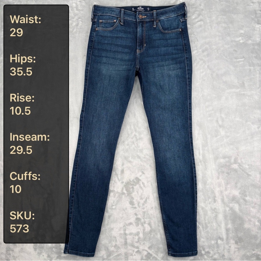 Hollister Jeans Women 9L (Fits 29x29.5) Blue High-Rise Super Skinny Soft Stretch - Picture 2 of 9